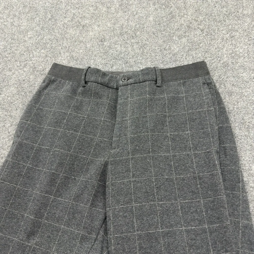 Uniqlo Pants Mens M Gray Cotton Polyester Windowpane Plaid Casual Workwear